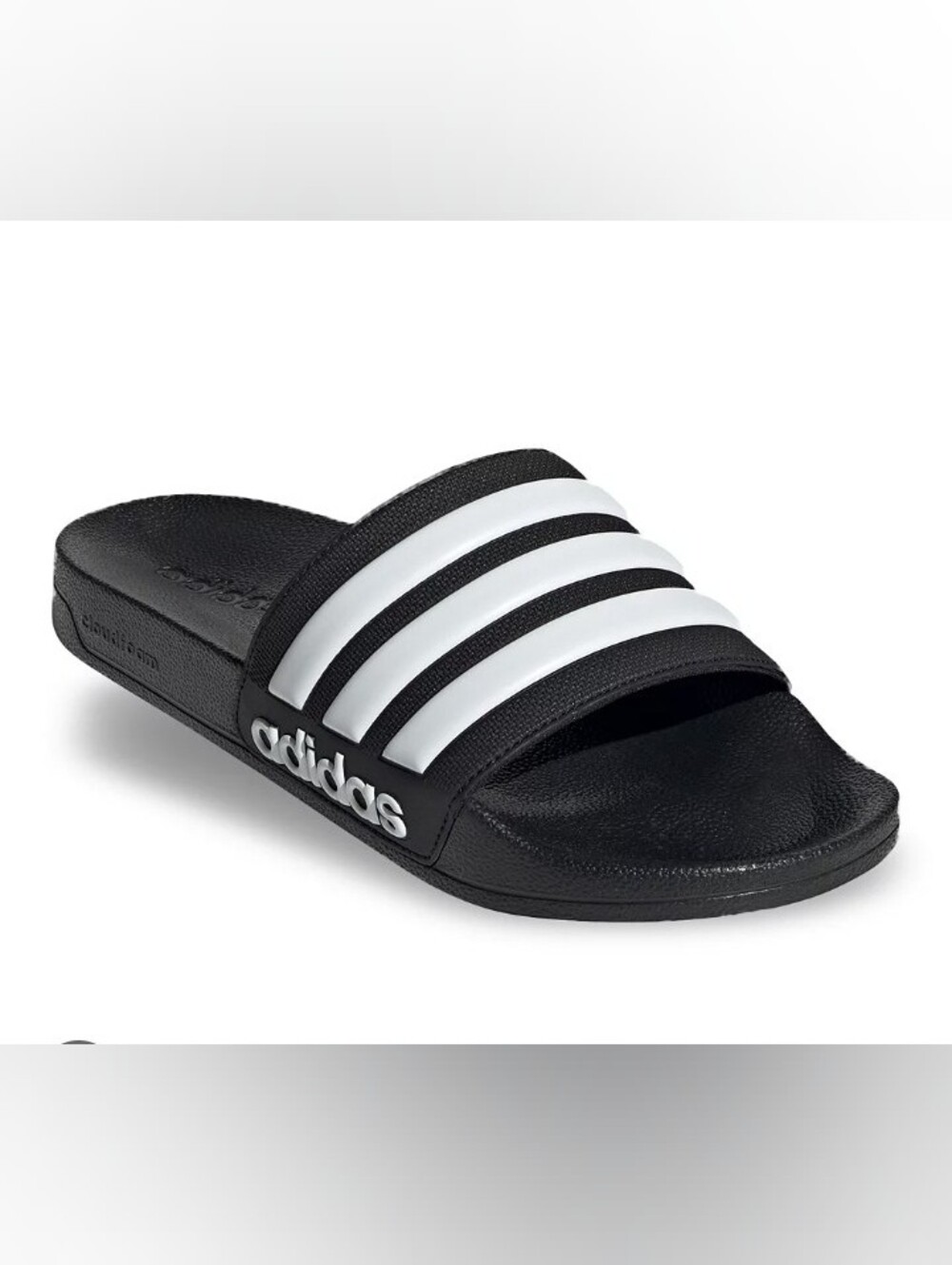 adidas Adilette Black & White Shower Slides Sandals Three Stripes Sz8
